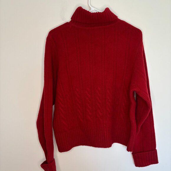 PENDLETON NEW Turtleneck Sweater Womens XL Lambswool Red Long Sleeve Cable Knit - Picture 2 of 6
